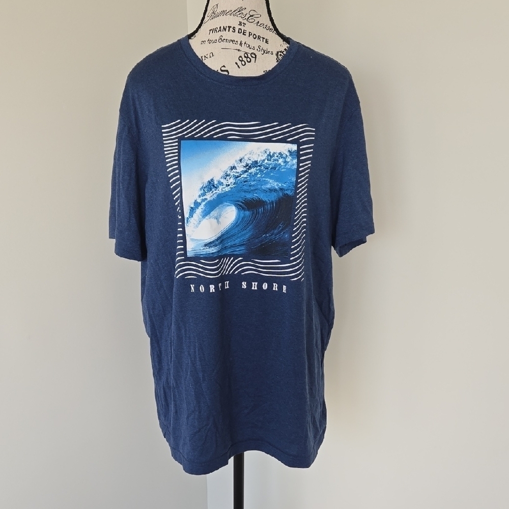 Old Navy Navy Blue Wave Graphic Tee